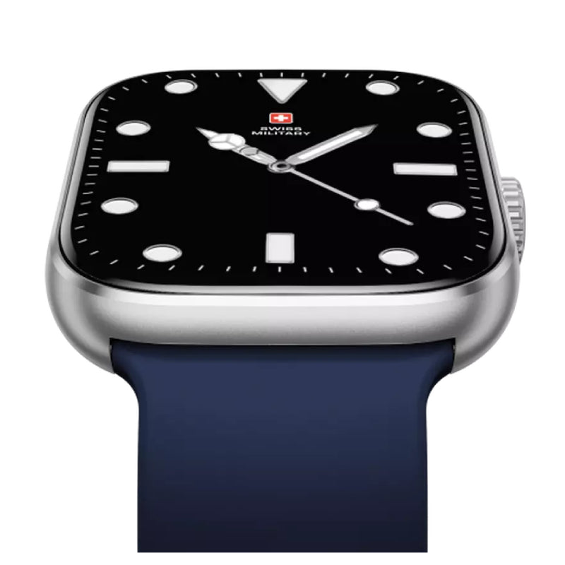 Swiss Military Alps 4 Blue Silicon Strap - Silver Frame / Smart Watch Smart Watches