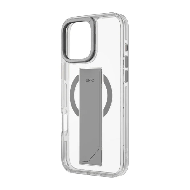 Uniq Hybrid Heldro Max Magclick With Camera Stand For Apple iPhone 16 Pro Lucent (Clear) Accessories > Mobiles &