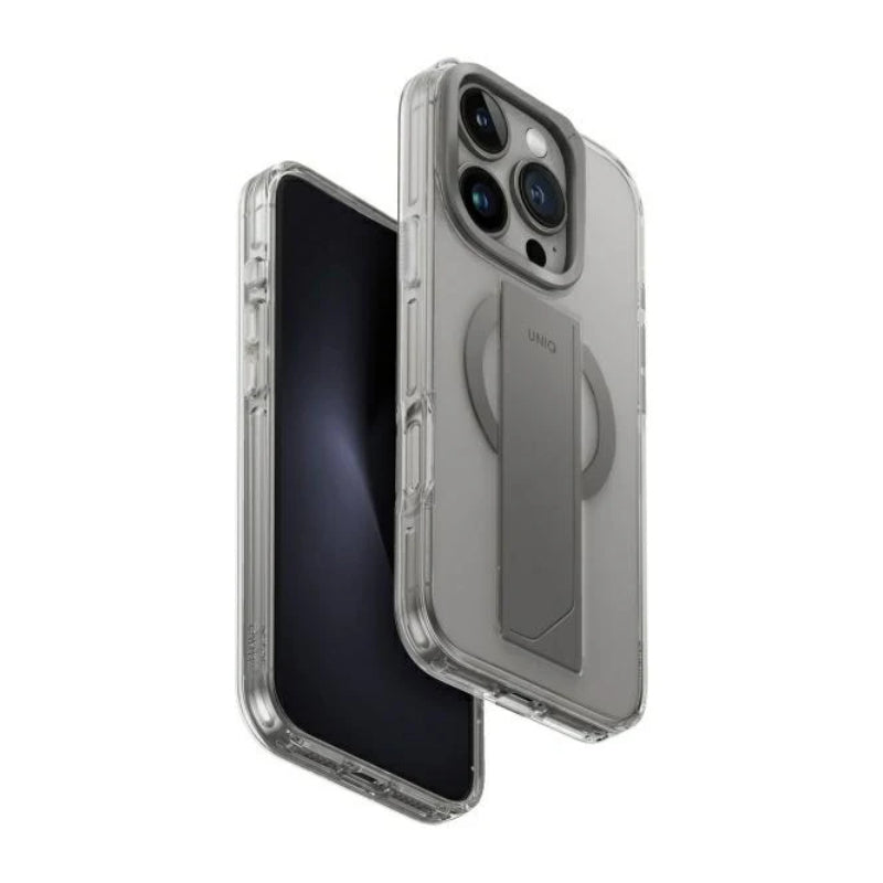 Uniq Hybrid Heldro Max Magclick With Camera Stand For Apple iPhone 16 Pro Lucent (Clear) Accessories > Mobiles &