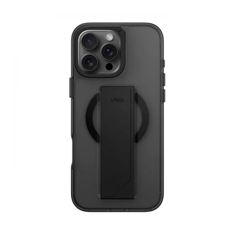 Uniq Hybrid Heldro Max Magclick With Camera Stand For Apple iPhone 16 Pro Vapour (Smoke) Accessories > Mobiles &