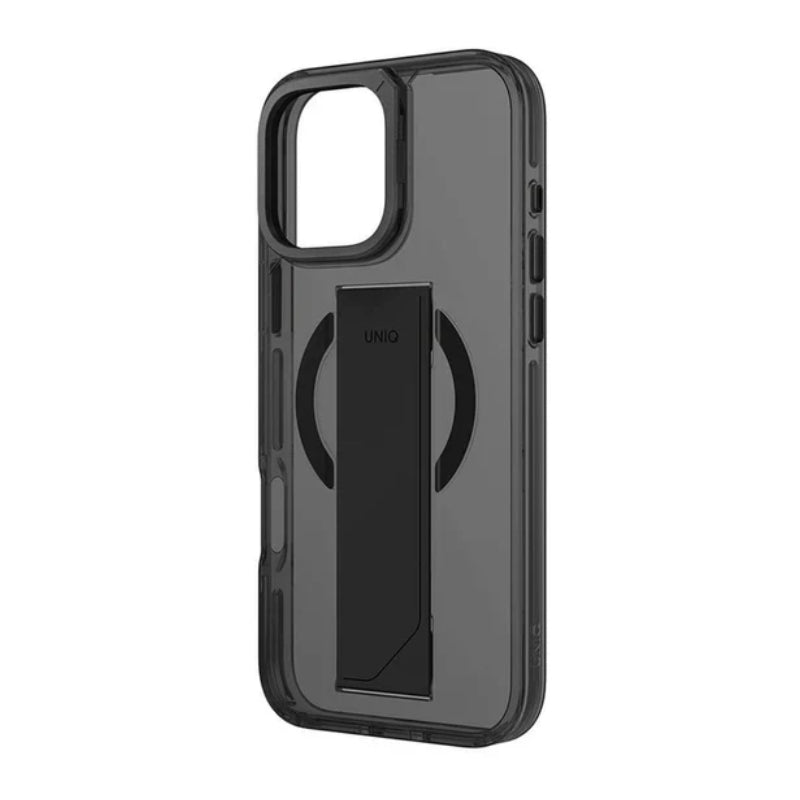 Uniq Hybrid Heldro Max Magclick With Camera Stand For Apple iPhone 16 Pro Vapour (Smoke) Accessories > Mobiles &