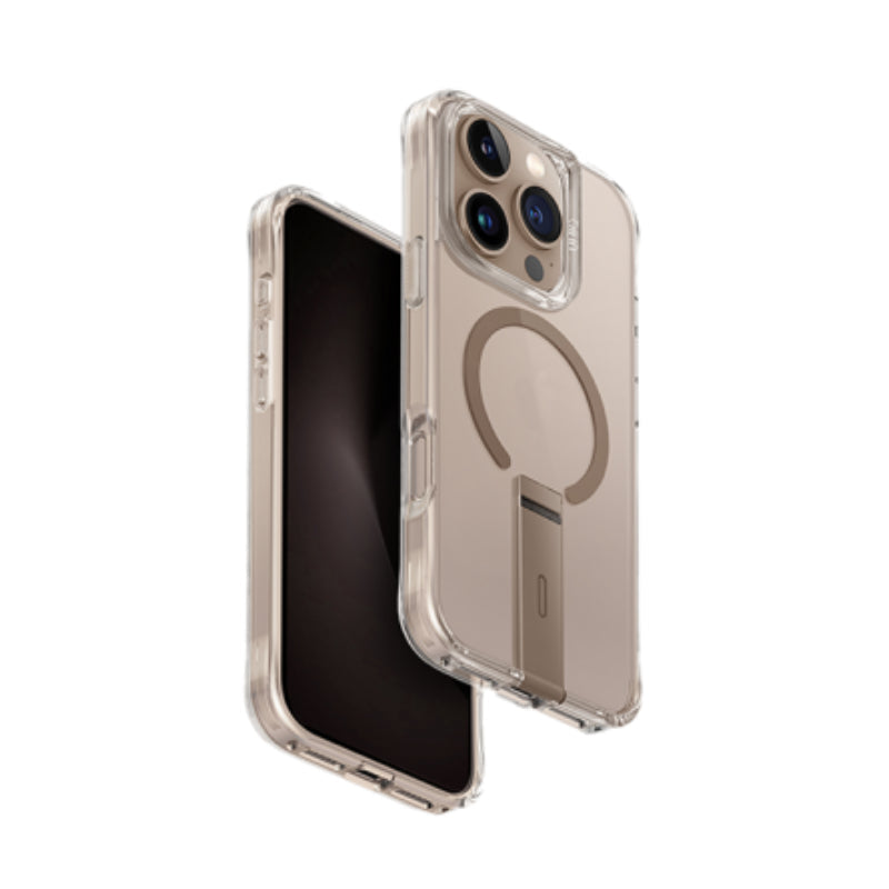 Uniq Hybrid Eleva Magsafe Case With Vertical Stand for iPhone 16 Pro Max Taupe Gold Accessories > Mobiles & Tablets >