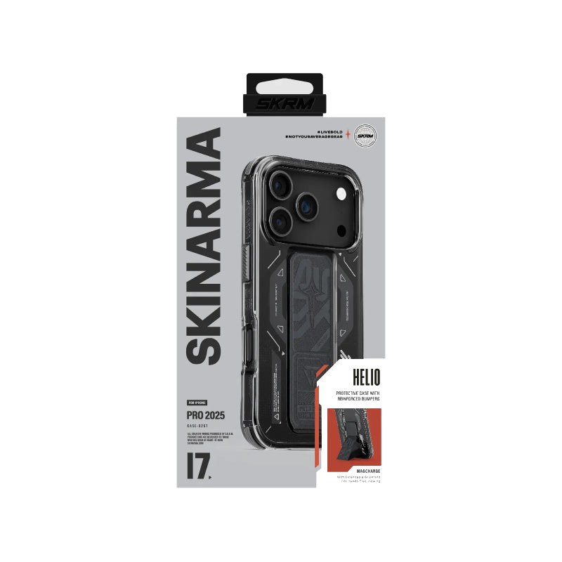 SKINARMA Helio Mag-Charge Case with Grip-Stand For Apple iPhone 17 Pro (2025) - Graphite Accessories > Mobiles &