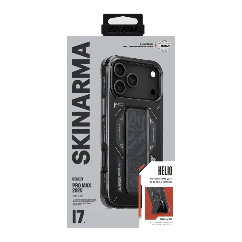 SKINARMA Helio Mag-Charge Case with Grip-Stand For Apple iPhone 17 Pro Max (2025) - Graphite Accessories > Mobiles &