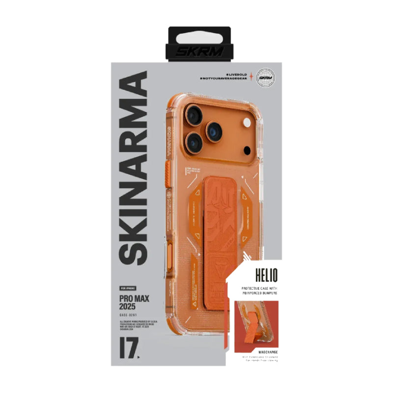 SKINARMA Helio Mag-Charge Case with Grip-Stand For Apple iPhone 17 Pro Max (2025) - Orange Accessories > Mobiles &