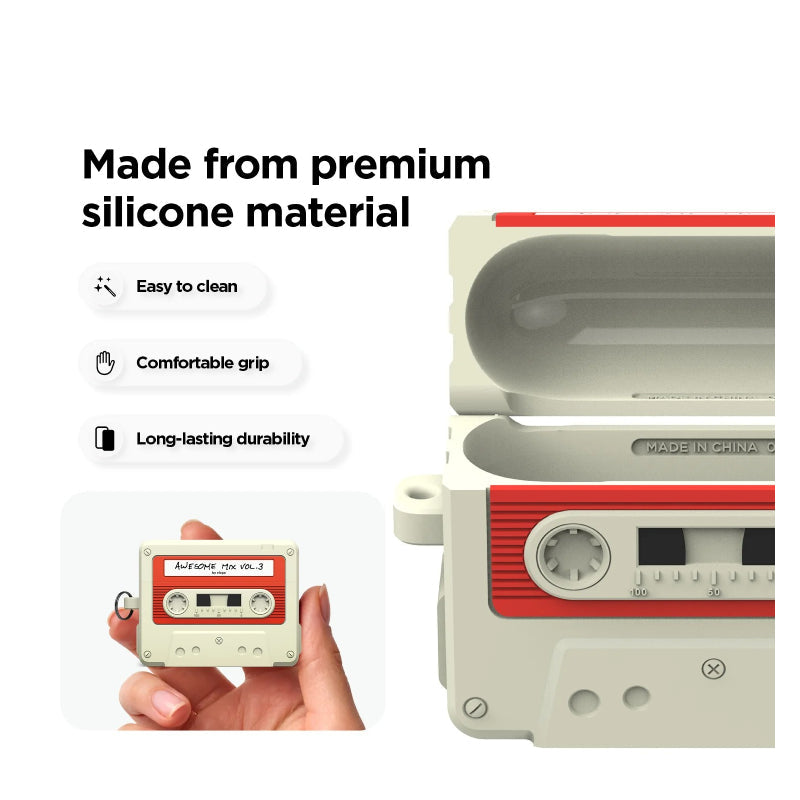 Elago Cassette Tape Classic Hang Case For Apple AirPods Pro 3 - White/Red Accessories > Headphones > Covers & Cases