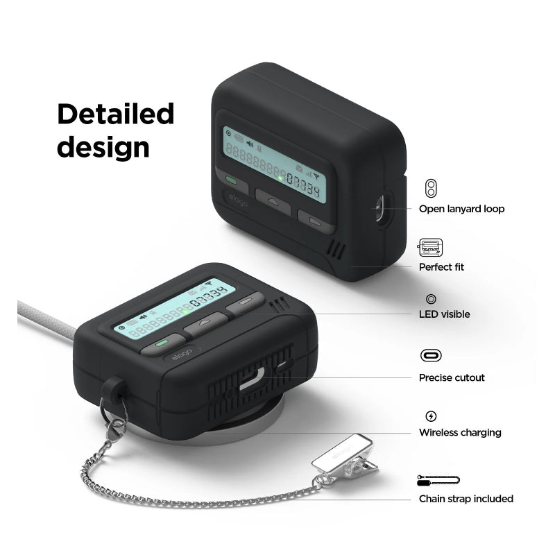 Elago Pager Case with Key Chain For Apple AirPods Pro 3 - Black Accessories > Headphones > Covers & Cases