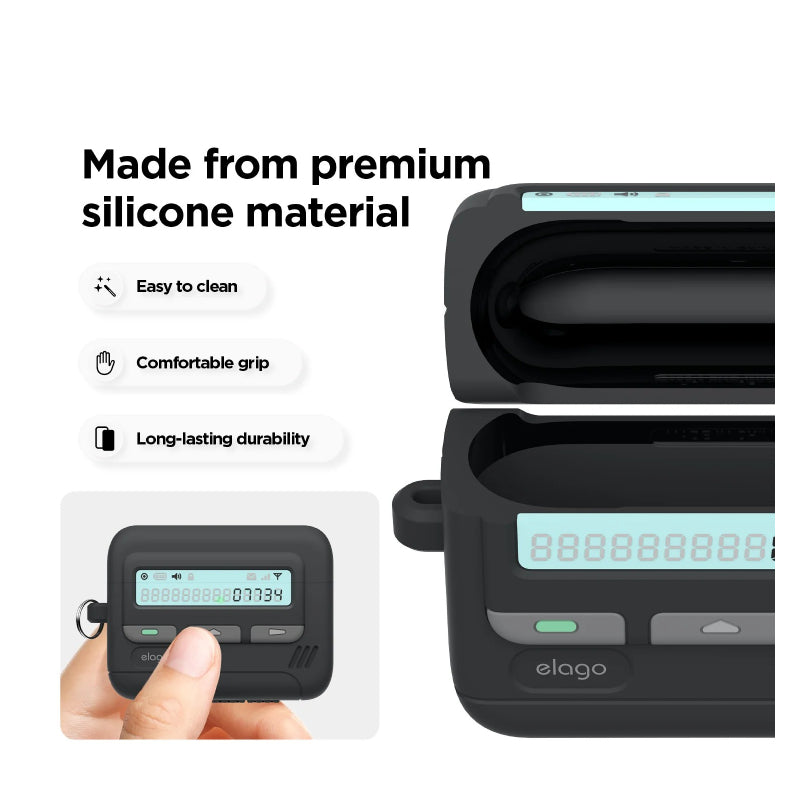 Elago Pager Case with Key Chain For Apple AirPods Pro 3 - Black Accessories > Headphones > Covers & Cases