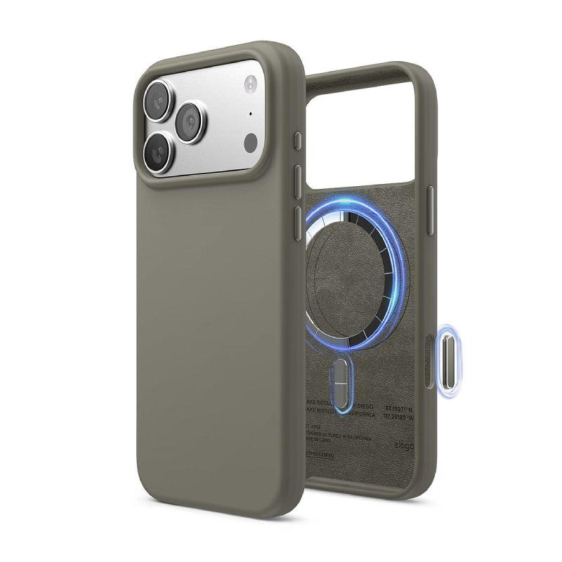 Elago Magnetic Silicone Case (Camera Control Key Included) For Apple iPhone 17 Pro Max - Medium Gray Accessories >