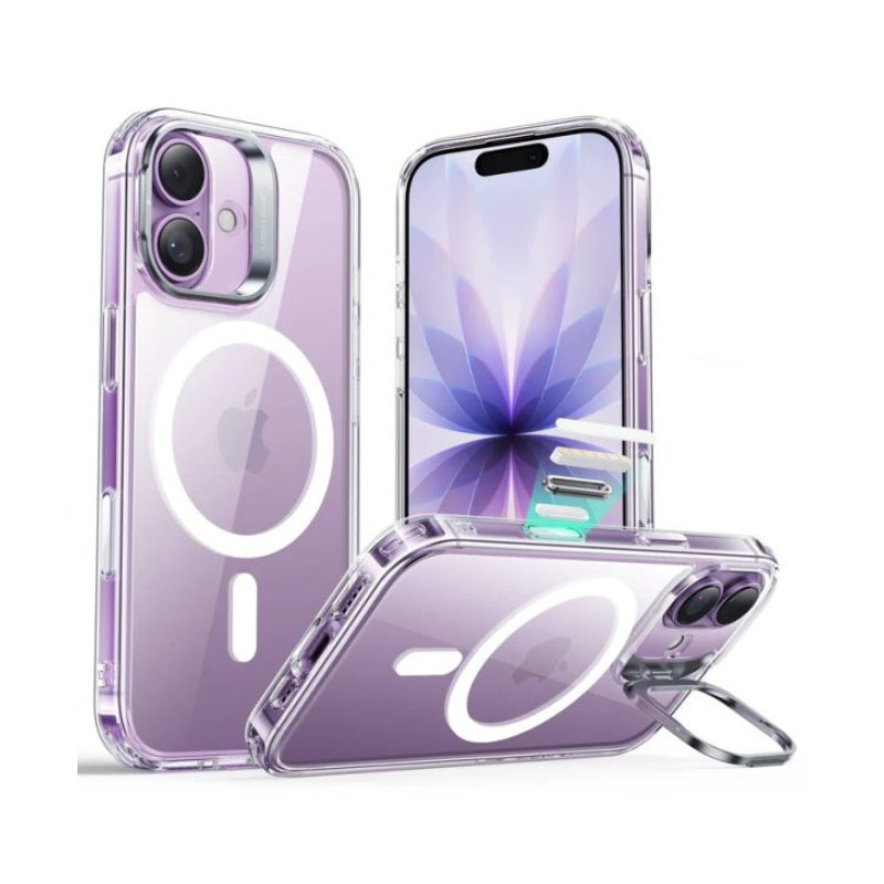 ESR HaloLock Classic Hybrid Case with Stash Stand (Camera Control Button) Case For Apple iPhone 17 - Clear Accessories