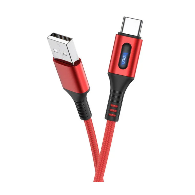 Hoco U79 Intelligent Charging Data Cable - USB / Type-C / 1.2 Meter / Red
