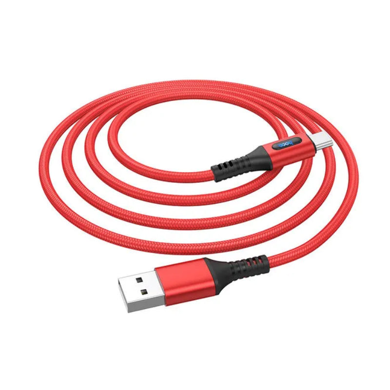 Hoco U79 Intelligent Charging Data Cable - USB / Type-C / 1.2 Meter / Red