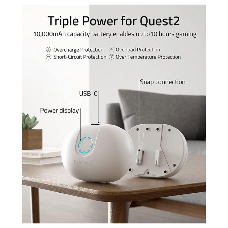 Syntech VR Elite Strap with Battery Pack Compatible with Meta/Oculus Quest 2 - White