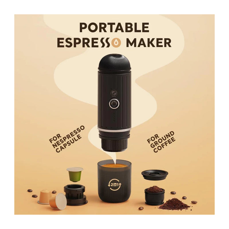 iCafilas 2-in-1 Portable Espresso Maker with Heating - Black
