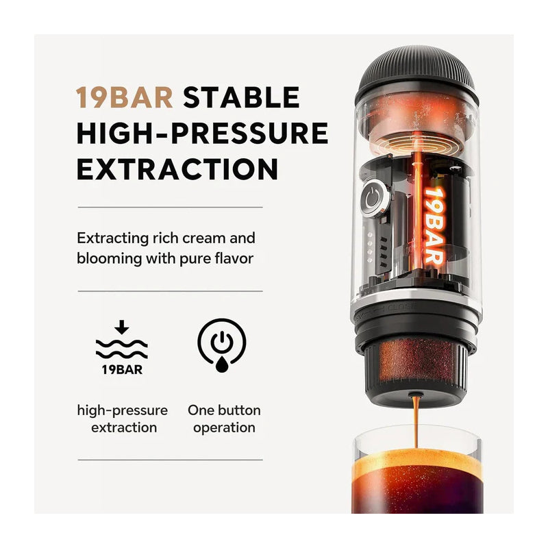 iCafilas 2-in-1 Portable Espresso Maker with Heating - Black