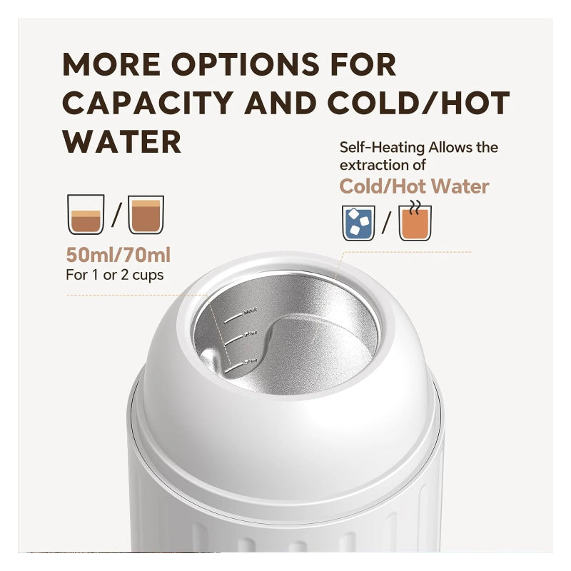 iCafilas 2-in-1 Portable Espresso Maker with Heating - White