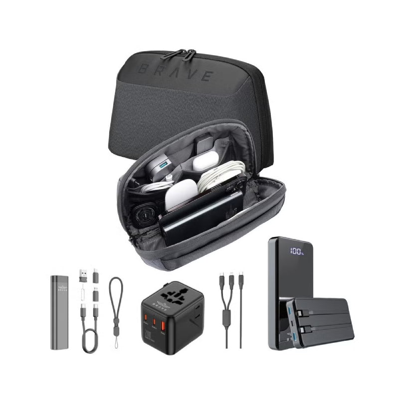 BRAVE BTK-01 5-in-1 Tech Pouch Travel Kit - Black