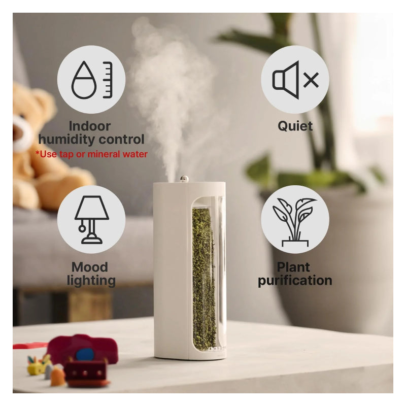Moss Air Living Moss Humidifier With Filter - 40ml/hr / 320ml / White