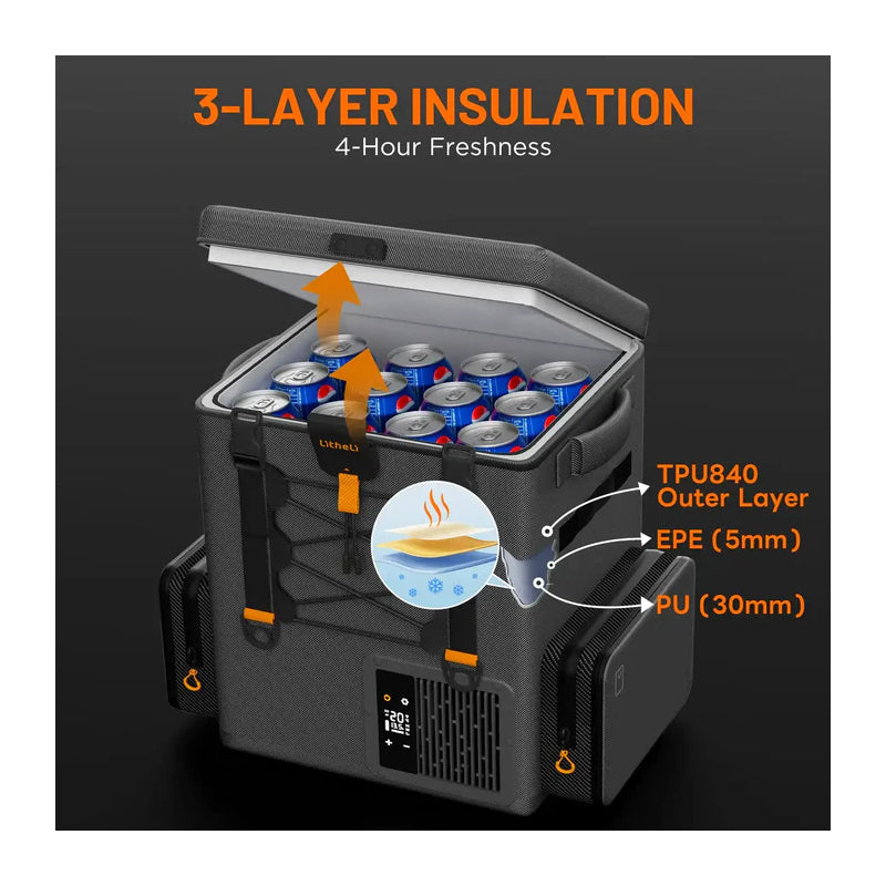 Litheli FrozenPack Wild Portable Dual Battery Smart Fridge - 12V / Grey