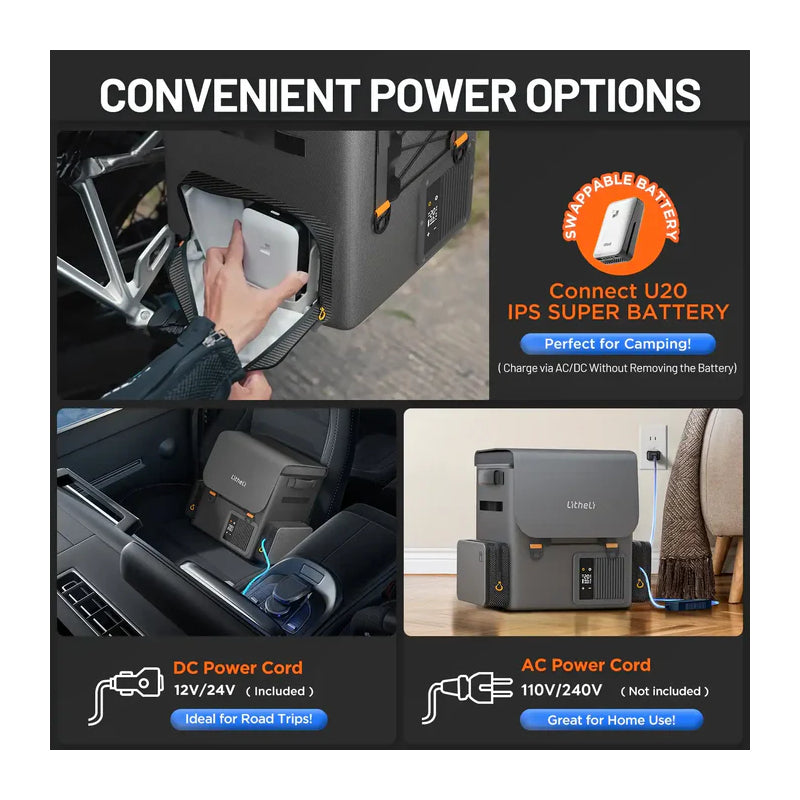 Litheli FrozenPack Wild Portable Dual Battery Smart Fridge - 12V / Grey