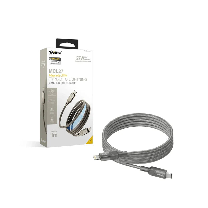 Xpower Type-C to Lightning Magnetic Cable - 27W / 1 Meter / Titanium