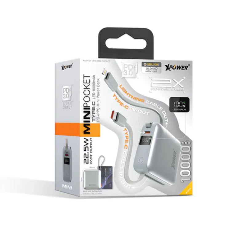 XPower Mini Power Bank - 10000mAh / Grey