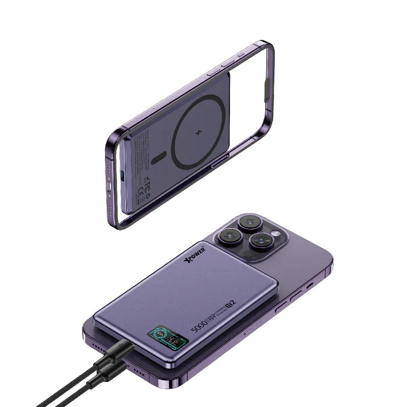 XPower LED Display Mag Charge Power Bank - 5000mAh / Purple