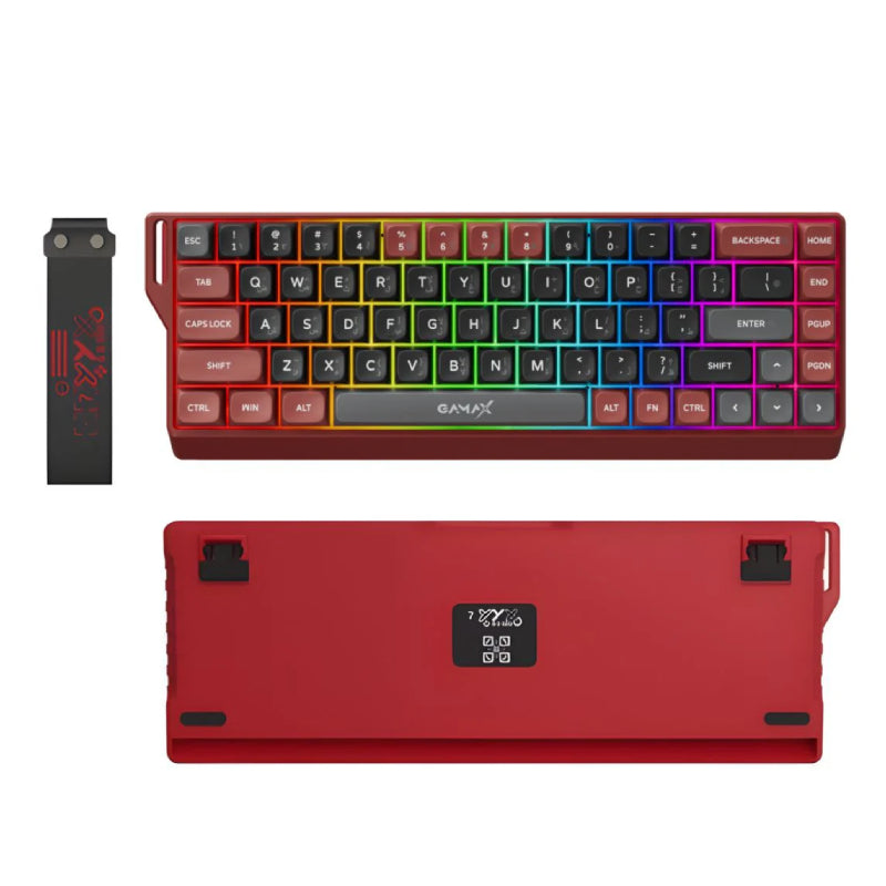 Gamax GM-02 Tri-Mold RGB Mechanical Keyboard - Wired / Bluetooth / 2.4GHz / 1.5 Meters / Arabic
