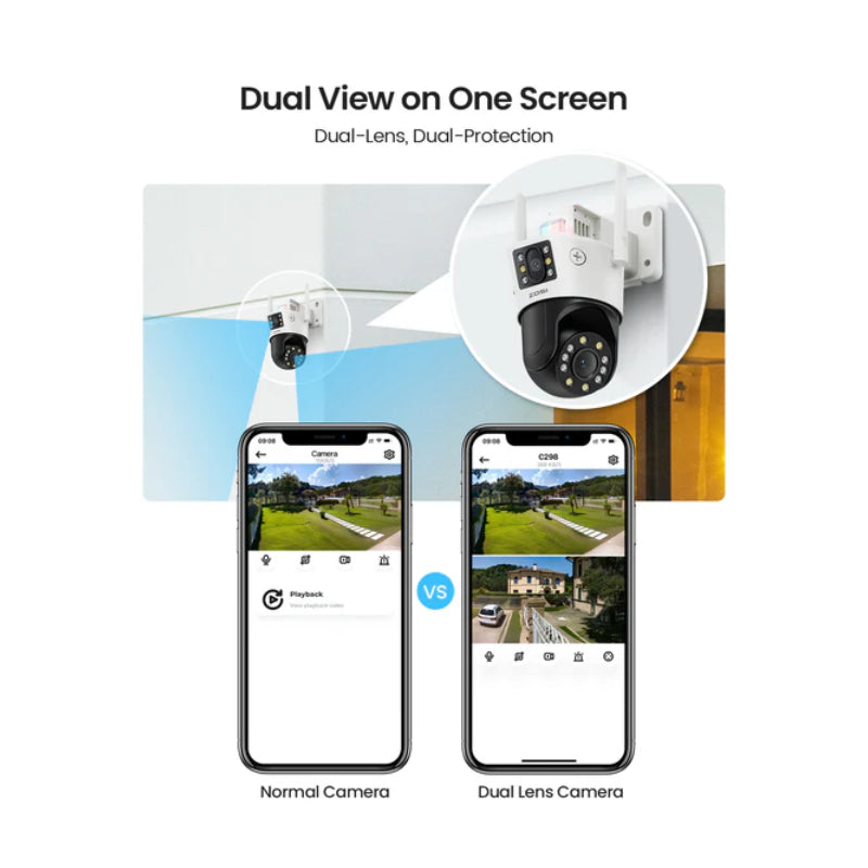 ZOSI C298 Dual Security Camera - 2MP+2MP / Full-Color Night Vision / Two-Way Audio