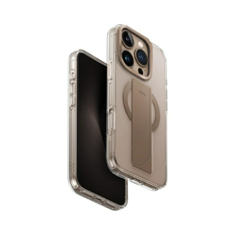 UNIQ Hybrid Heldro Max Magclick With Camera Stand Case For Apple iPhone 16 Pro Max - Taupe Gold