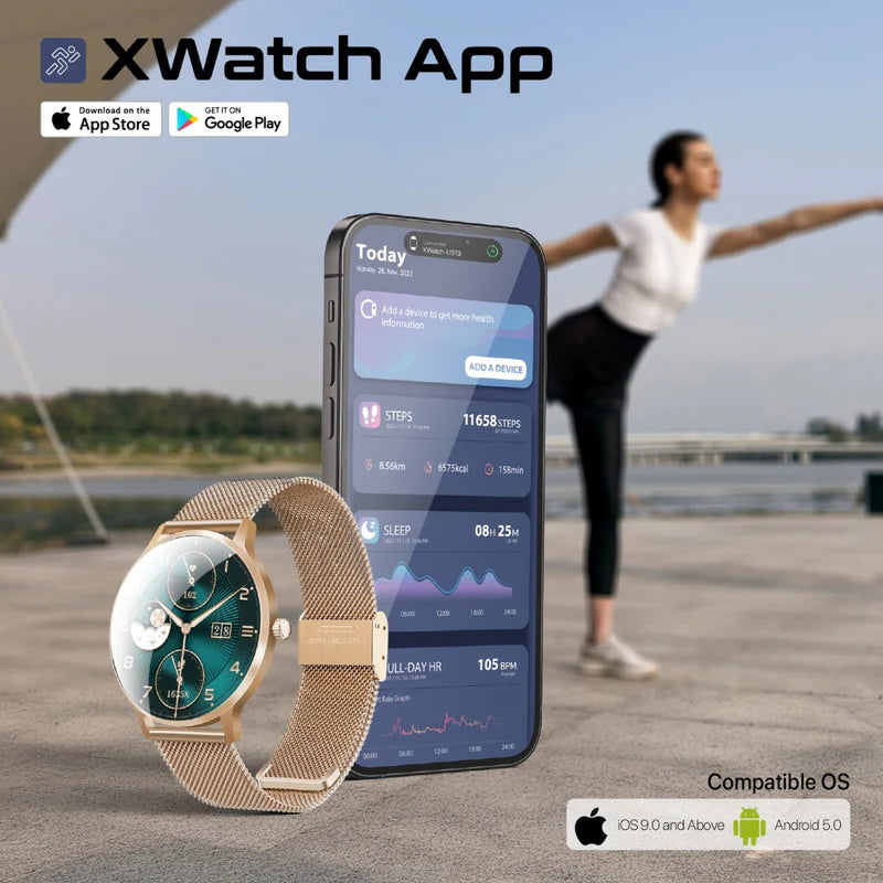 PROMATE XWatch-US13 Smart Watch - 1.32" AMOLED / Bluetooth / Rose Gold