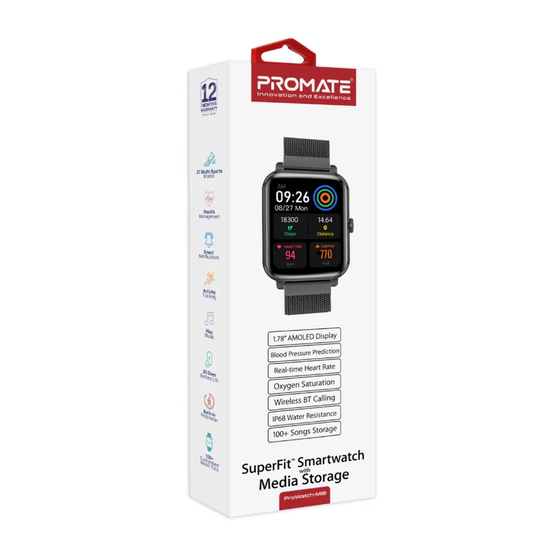 PROMATE ProWatch-M18 Smart Watch - 1.78" AMOLED / Bluetooth / Graphite