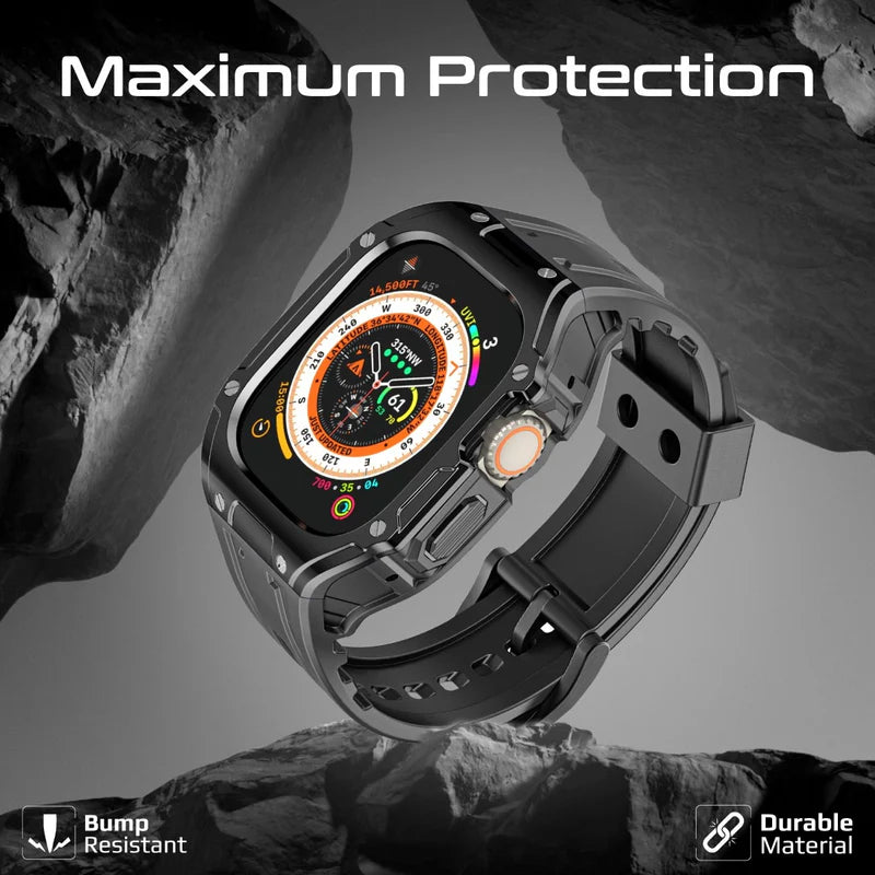 PROMATE Durable Protection Watch Case with TPU Watch Band - 49mm / Black