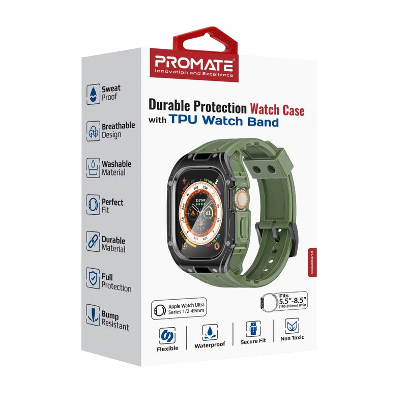 PROMATE Durable Protection Watch Case with TPU Watch Band - 49mm / Midnight Green