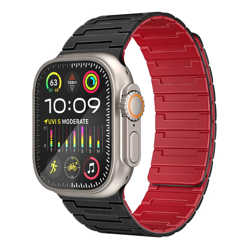 PROMATE MagBand-MS Premium Magnetic Silicone Watch Band - 42/44/45/49mm / Black