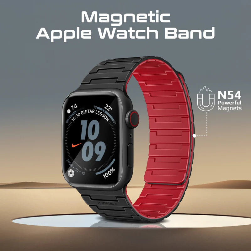 PROMATE MagBand-MS Premium Magnetic Silicone Watch Band - 42/44/45/49mm / Black