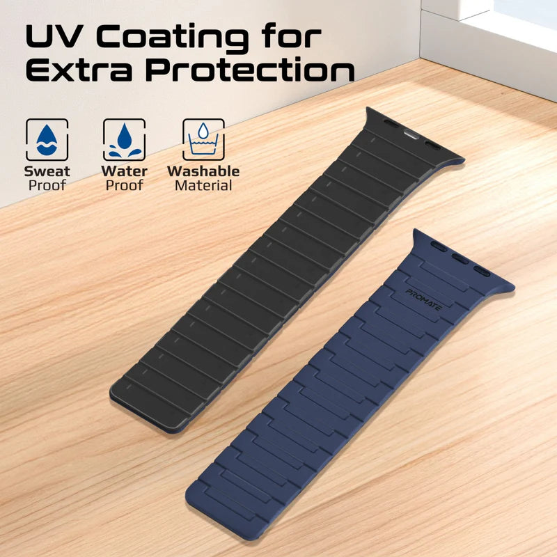 PROMATE MagBand-MS Premium Magnetic Silicone Watch Band - 42/44/45/49mm / Navy Blue