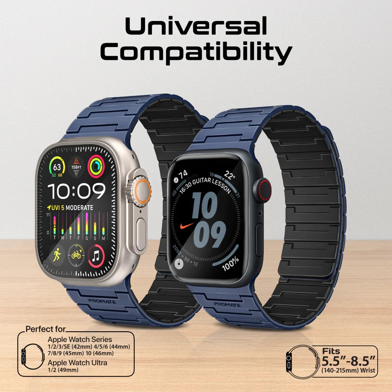 PROMATE MagBand-MS Premium Magnetic Silicone Watch Band - 42/44/45/49mm / Navy Blue