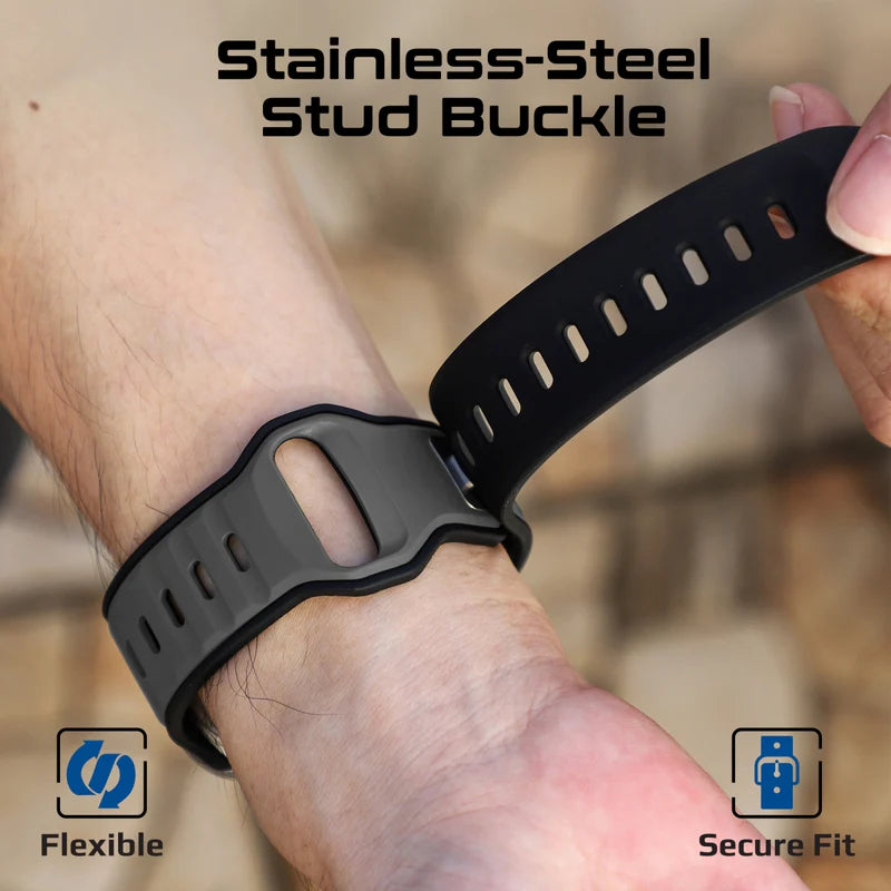 PROMATE SiliBand-DC Durable Two-Toned Silicone Sporty Watch Band - 42/44/45/49mm / Black