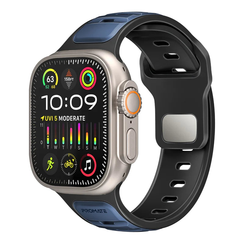 PROMATE SiliBand-DC Durable Two-Toned Silicone Sporty Watch Band - 42/44/45/49mm / Blue