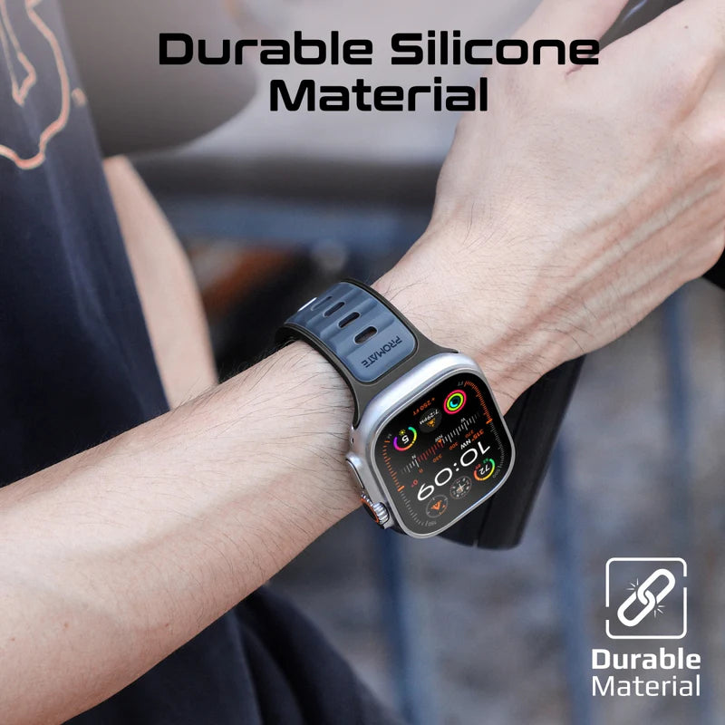 PROMATE SiliBand-DC Durable Two-Toned Silicone Sporty Watch Band - 42/44/45/49mm / Blue