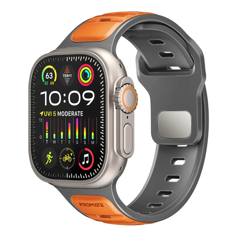 PROMATE SiliBand-DC Durable Two-Toned Silicone Sporty Watch Band - 42/44/45/49mm / Orange