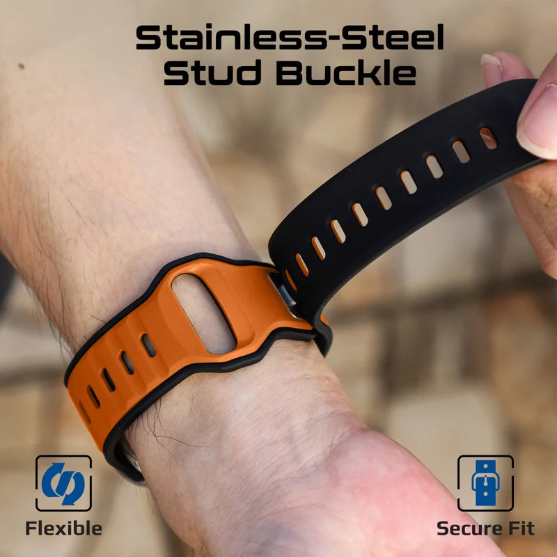 PROMATE SiliBand-DC Durable Two-Toned Silicone Sporty Watch Band - 42/44/45/49mm / Orange