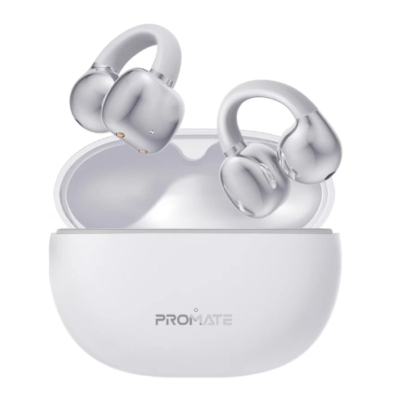 PROMATE AirClip Open Ear Clip TWS Earbuds - Bluetooth / 500mAh / White