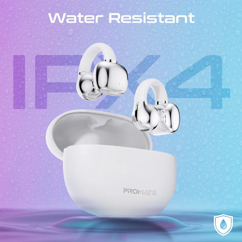 PROMATE AirClip Open Ear Clip TWS Earbuds - Bluetooth / 500mAh / White