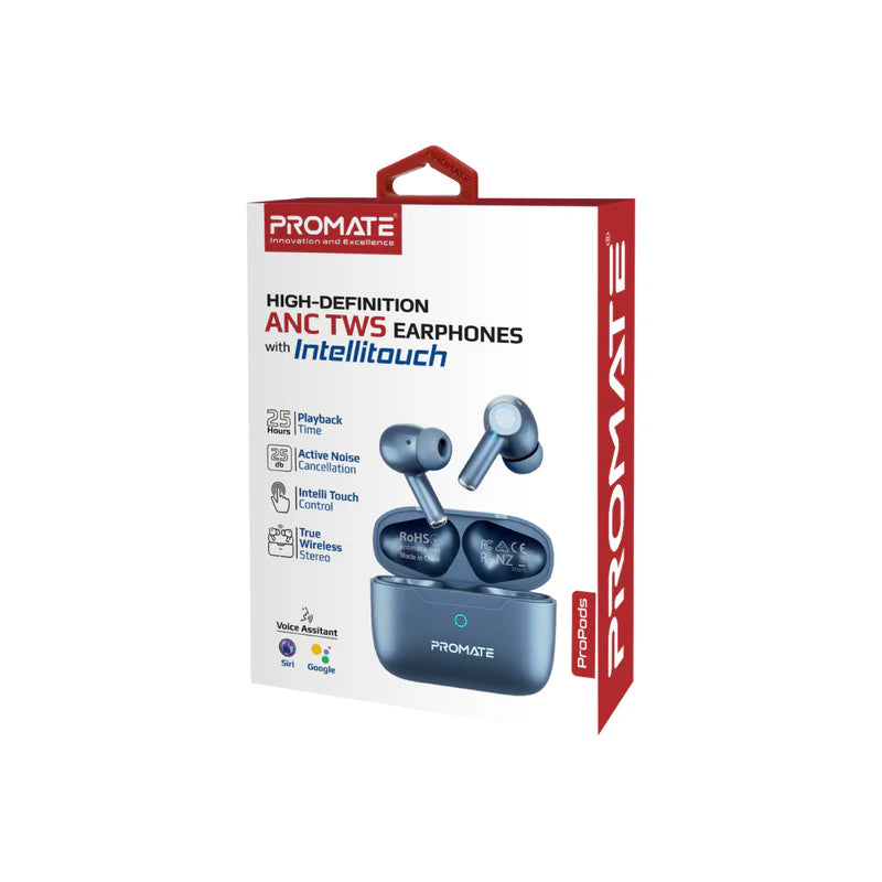 PROMATE ProPods ANC TWS Earbuds - Bluetooth / 400mAh / Blue