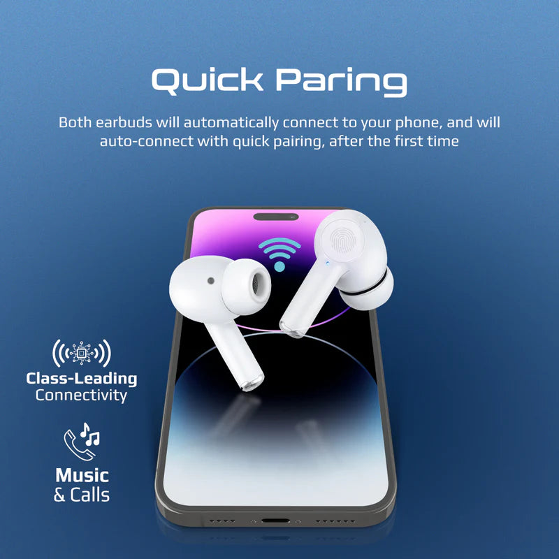 PROMATE ProPods ANC TWS Earbuds - Bluetooth / 400mAh / White