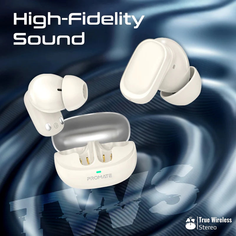 PROMATE Lush-Pro TWS Earbuds - Bluetooth / 400mAh / White