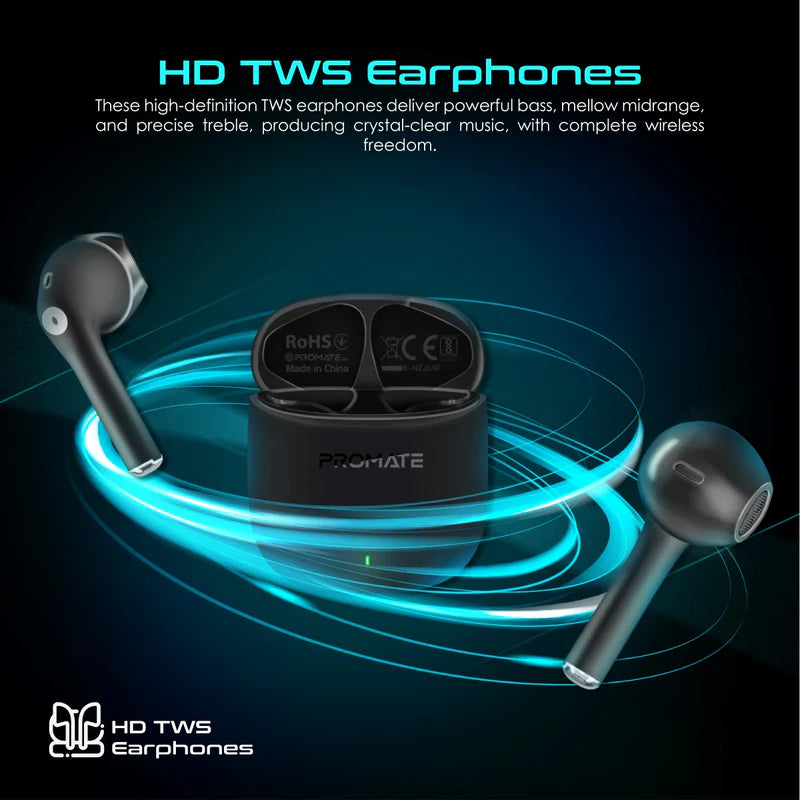 PROMATE Lima ENC TWS Wireless Earbuds - Bluetooth / 300mAh / Black