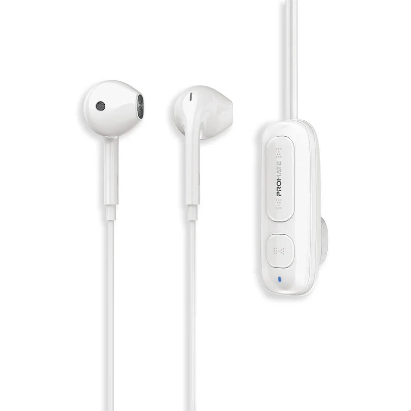 PROMATE Latch Clip-On High Fidelity Wireless Dynamic Neckband - Bluetooth / 90mAh / White
